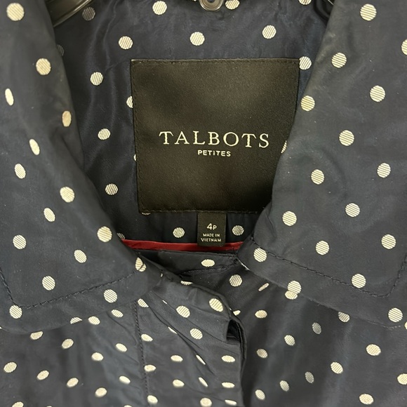 Talbots Navy Polkadot Rain Coat Jacket Size 4P Petite - Picture 9 of 16
